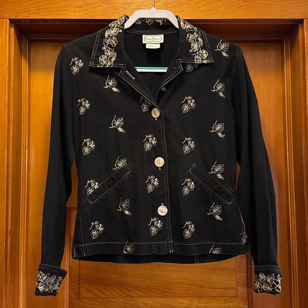 Paris Saint Germain Black Denim Embroidered Jacket Women’s Extra Small Vintage